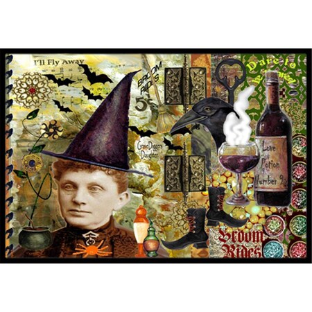 Carolines Treasures Broom Rides And Spells Halloween Indoor and Outdoor Mat- 18 x 27 in. PJC1069MAT